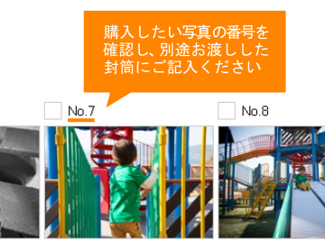 番号の確認 / 写真一覧ページ